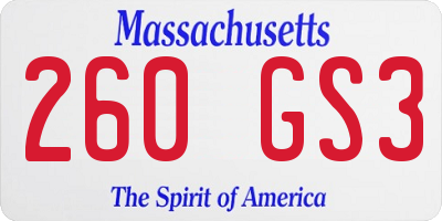 MA license plate 260GS3