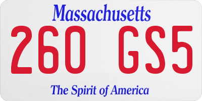 MA license plate 260GS5