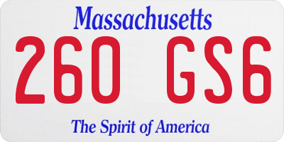 MA license plate 260GS6
