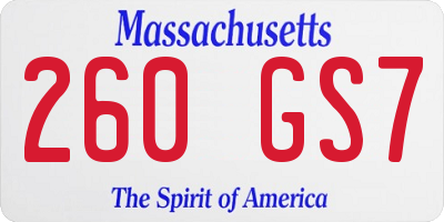 MA license plate 260GS7