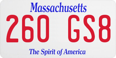 MA license plate 260GS8