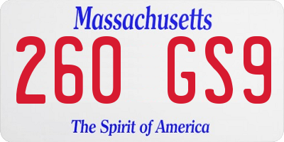 MA license plate 260GS9