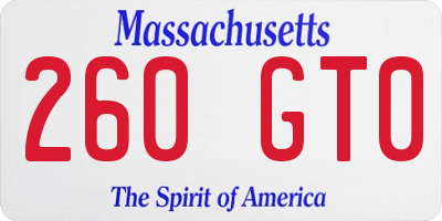 MA license plate 260GT0