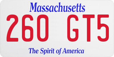 MA license plate 260GT5