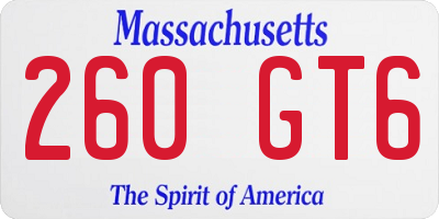 MA license plate 260GT6