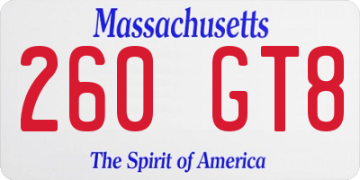 MA license plate 260GT8
