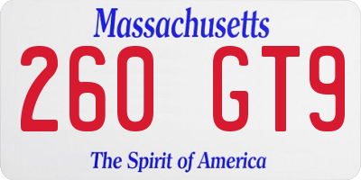 MA license plate 260GT9