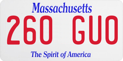 MA license plate 260GU0