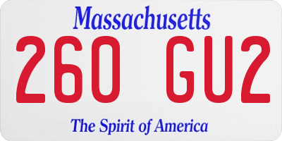 MA license plate 260GU2