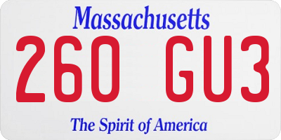 MA license plate 260GU3