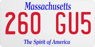 MA license plate 260GU5