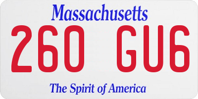 MA license plate 260GU6