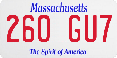 MA license plate 260GU7