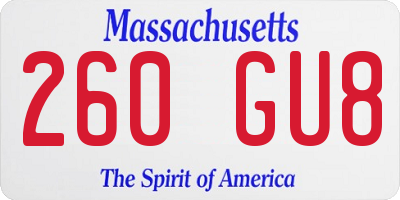 MA license plate 260GU8