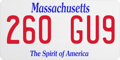 MA license plate 260GU9