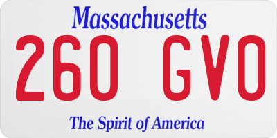 MA license plate 260GV0
