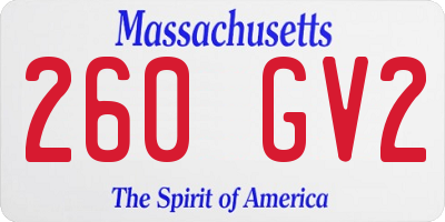 MA license plate 260GV2