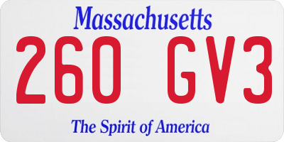 MA license plate 260GV3