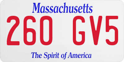 MA license plate 260GV5