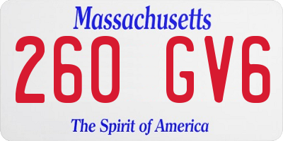 MA license plate 260GV6