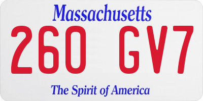 MA license plate 260GV7