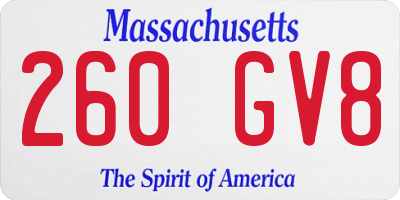 MA license plate 260GV8