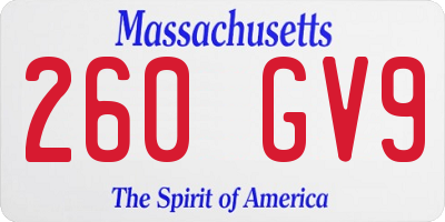 MA license plate 260GV9