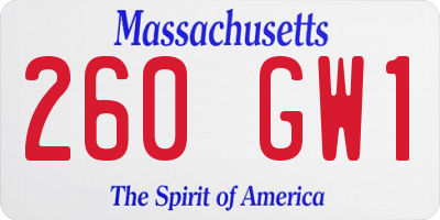 MA license plate 260GW1