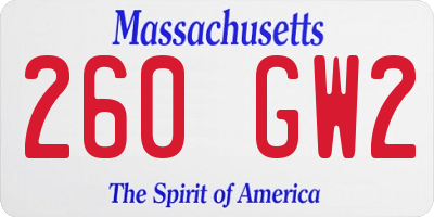 MA license plate 260GW2