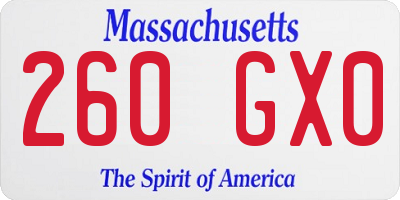 MA license plate 260GX0