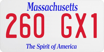 MA license plate 260GX1