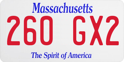 MA license plate 260GX2