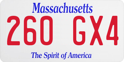 MA license plate 260GX4