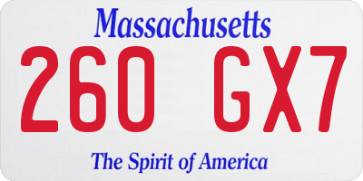 MA license plate 260GX7