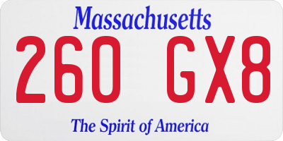 MA license plate 260GX8