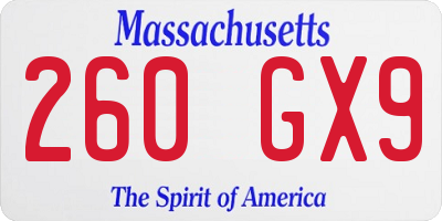 MA license plate 260GX9