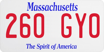 MA license plate 260GY0