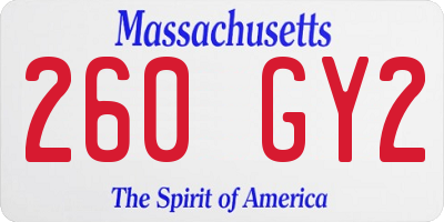 MA license plate 260GY2