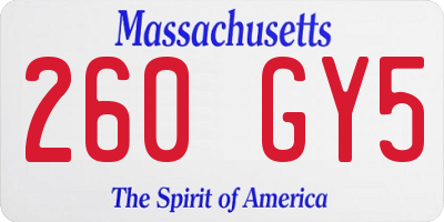 MA license plate 260GY5