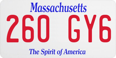 MA license plate 260GY6