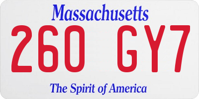 MA license plate 260GY7