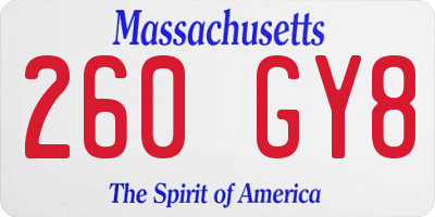 MA license plate 260GY8
