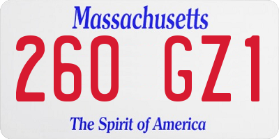 MA license plate 260GZ1