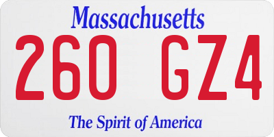 MA license plate 260GZ4