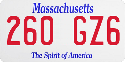 MA license plate 260GZ6
