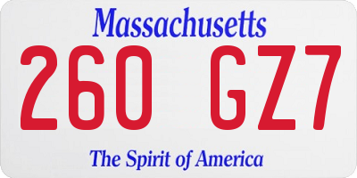 MA license plate 260GZ7