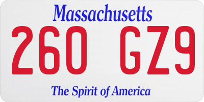 MA license plate 260GZ9