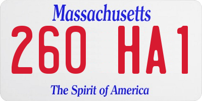 MA license plate 260HA1