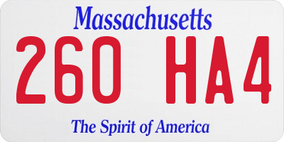 MA license plate 260HA4