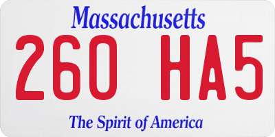 MA license plate 260HA5
